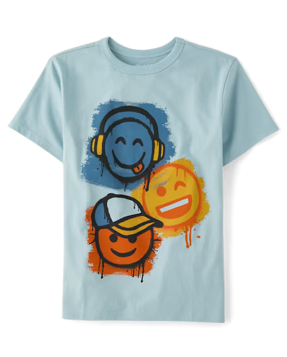 The Children’s Place Camiseta con estampado de emojis para niño