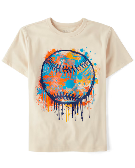 Camiseta de béisbol para niño con estampado - color crema