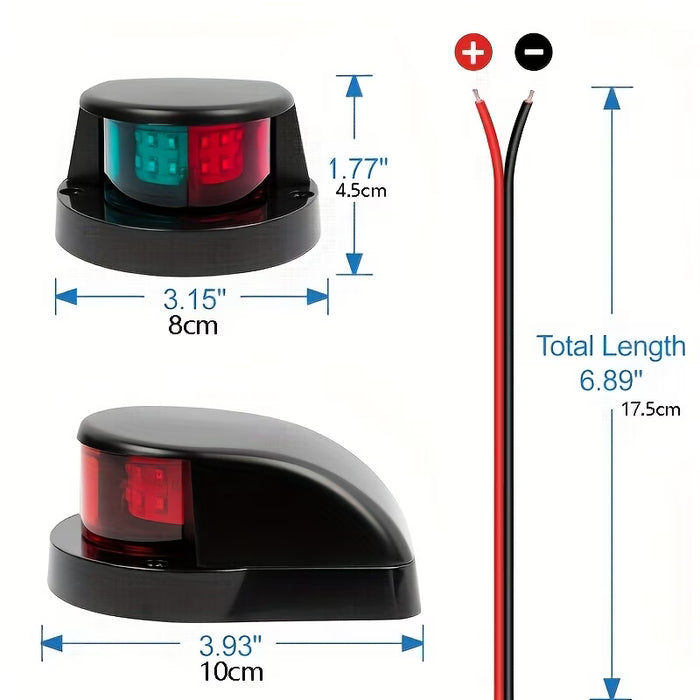 Luz de navegación LED para barco de 12V - Luz de señal de piloto monocromática con ángulo de visión de 225°