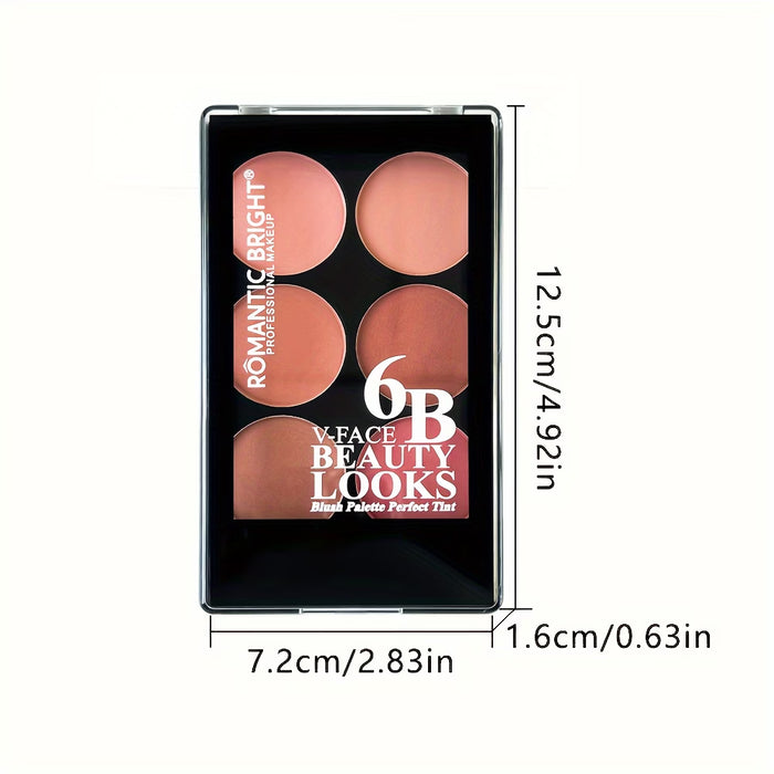 Paleta de Rubor Impermeable de 6 Colores Fácil de Aplicar