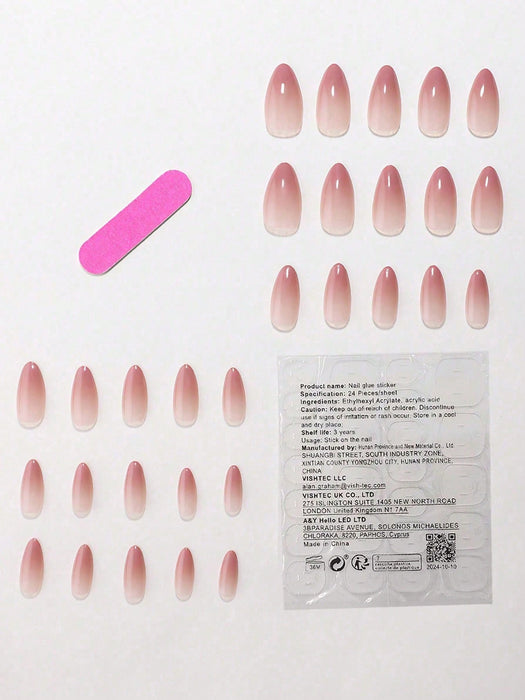 30pcs de pegatinas de uñas en forma de almendra, tie dye degradado en rosa pálido - Quierox - Tienda Online