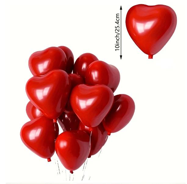 30pcs globos de látex con forma de corazón rojo de amor, globos románticos - Quierox - Tienda Online