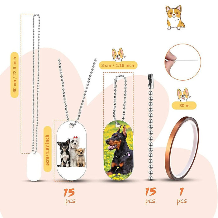31 etiquetas de aluminio para perros con sublimación en blanco, colgantes de doble cara con mensaje - Quierox - Tienda Online
