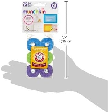 Munchkin Arm and Hammer Recambios para bolsas de pañales, paquete de 6, 72 bolsas perfumadas de lavanda