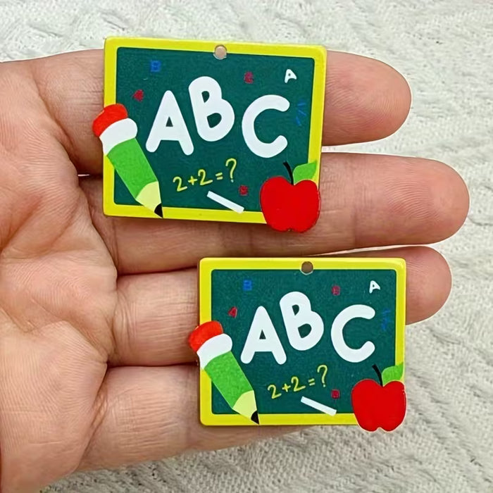 10 piezas de encantos cuadrados de acrílico de 2D plano, coloridos