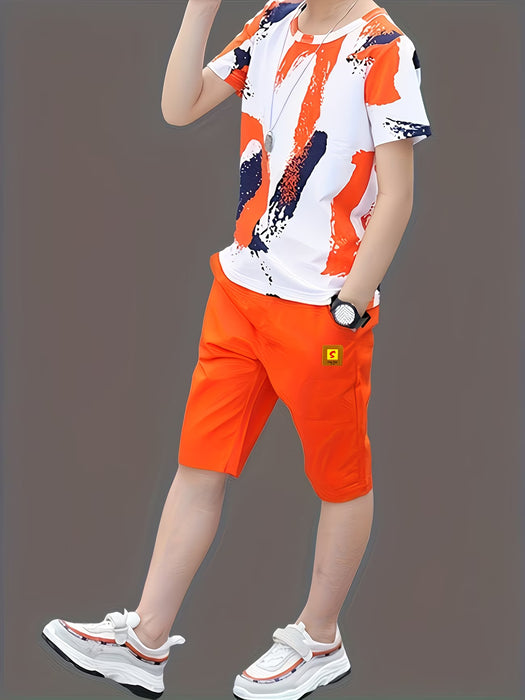 Conjunto de Camiseta y Shorts Casuales Estampados para Niños