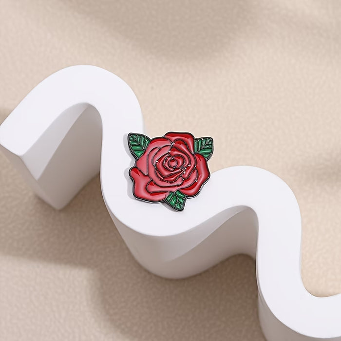 Shein Broche acrílico plano 2D de rosa y mezclilla botánica