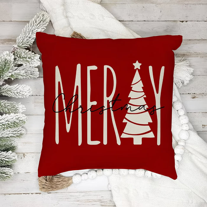 4 fundas de almohada de lino contemporáneas  con cremallera para navidad 18*18 pulgadas