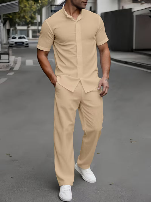 Duval fits Conjunto de camisa de manga corta con cuello y pantalones con cordón ajustable