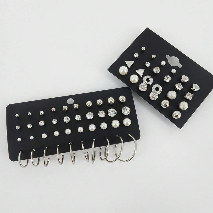 32 Par/set De Pendientes Geométricos Simples Triangulares, De Corazón Y Circulares - Quierox - Tienda Online