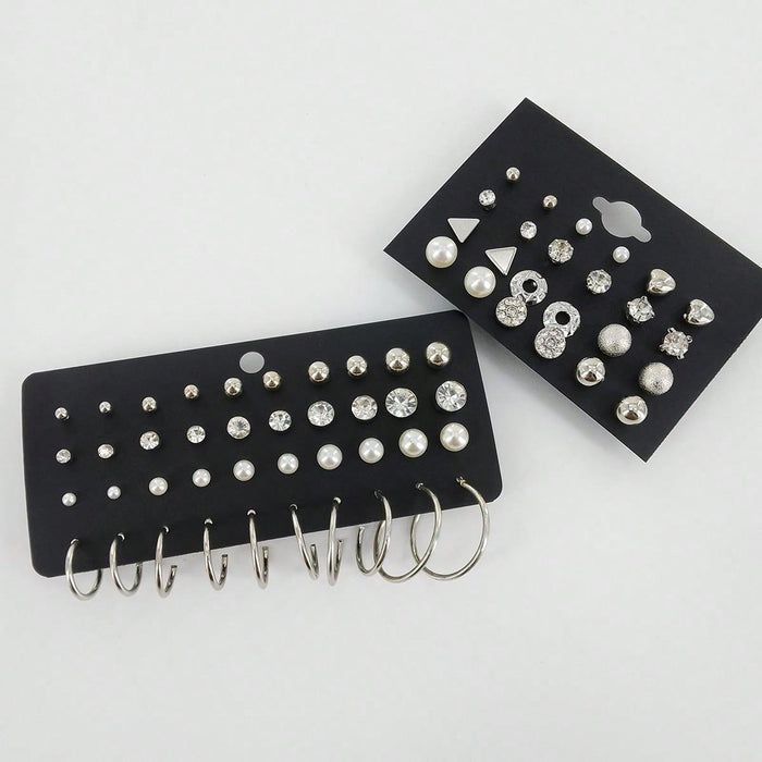 32 Par/set De Pendientes Geométricos Simples Triangulares, De Corazón Y Circulares - Quierox - Tienda Online