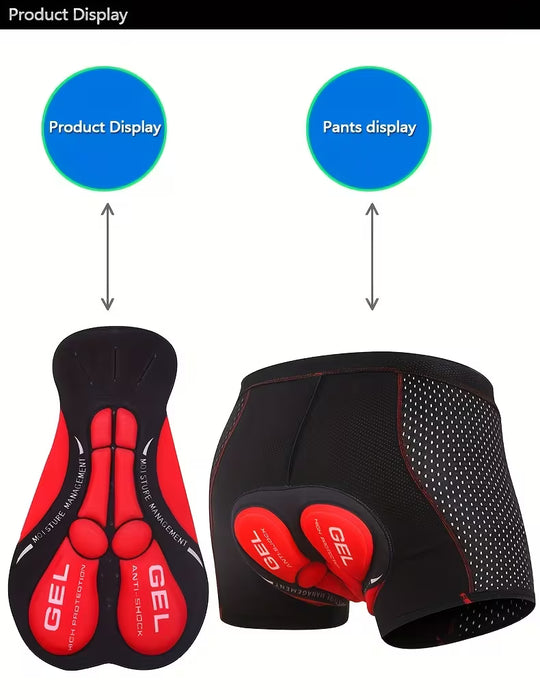 Ropa Interior de Ciclismo para Hombres con Cojín de Silicona Absorbente de Impactos