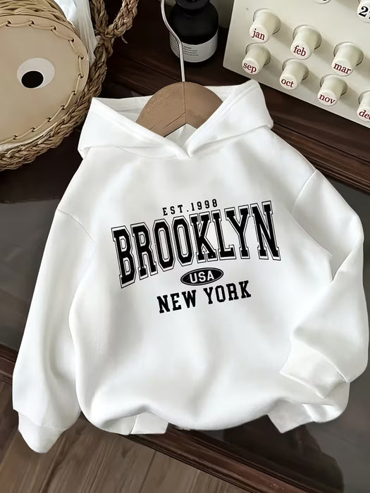 Sudadera con Capucha Estilo Lindo con Estampado de Brooklyn