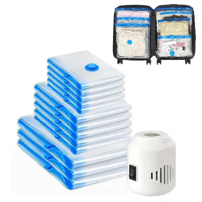 10pcs Bolsas de Almacenamiento al Vacío con Bomba Eléctrica de Viaje