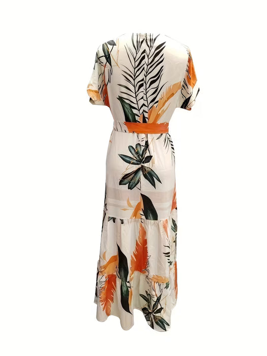 Vestido largo de estilo sencillo con estampado floral para mujer