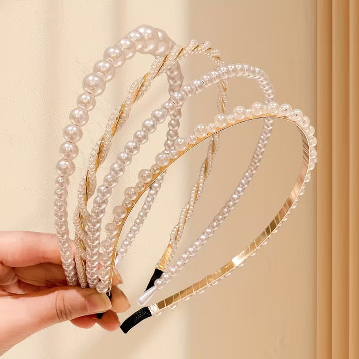 4 accesorios para el pelo color beige para mechas rebeldes, diademas
