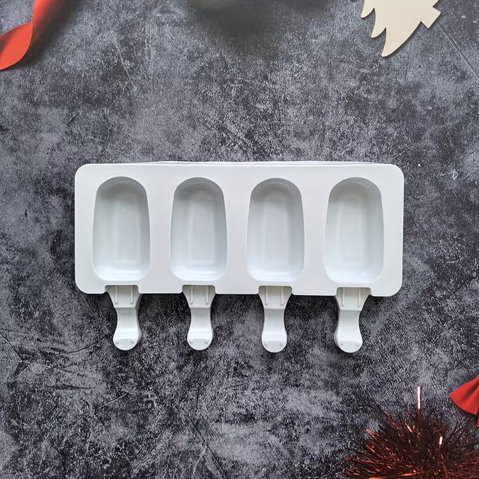 1 molde de silicona ovalado creativo para paletas, 4 cavidades para hornear pasteles