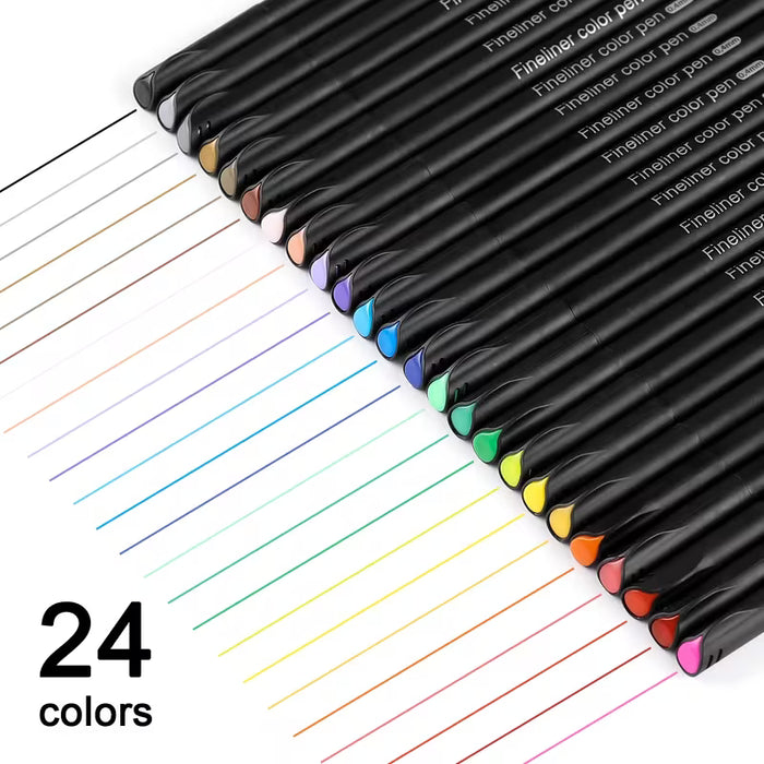 Juego de 24 bolígrafos de colores de línea fina de 0,4 mm para bocetos