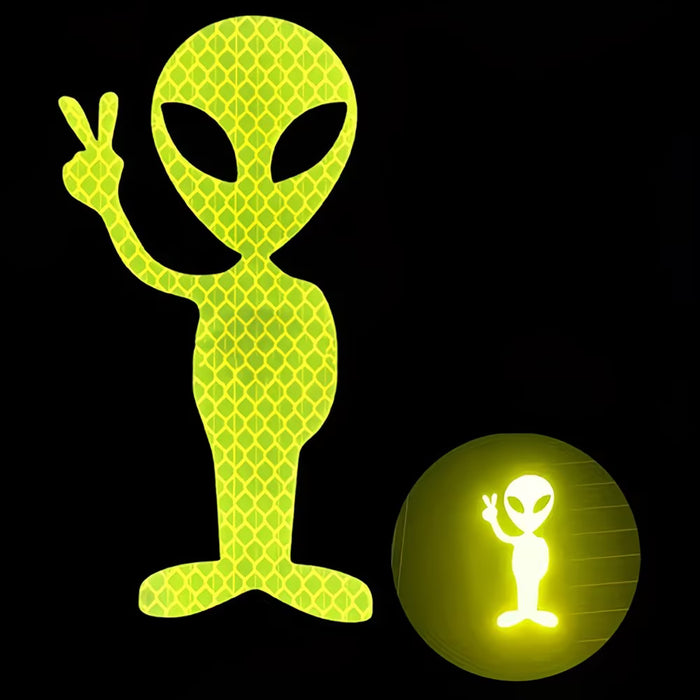1pc Calcomanía Reflectante de Alta Visibilidad con Signo de Paz Alienígena