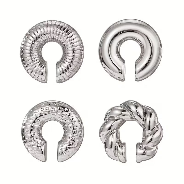 Set de 4 pinzas para la oreja redondas doradas y plateadas, set de pinzas para la oreja de moda