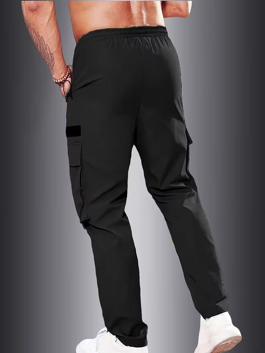 Pantalones de carga para hombre con múltiples bolsillos - Ajuste suelto, cintura media