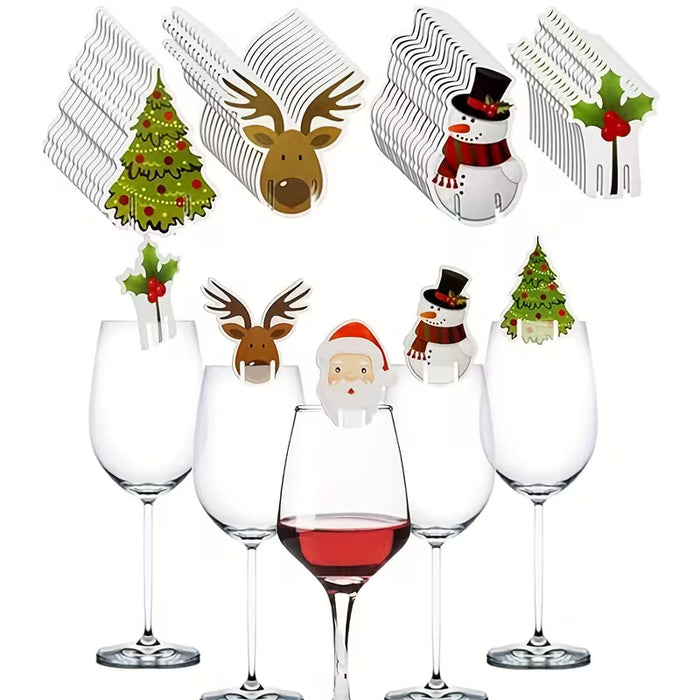 10pcs Tarjeta Decorativa de Santa Claus, Muñeco de Nieve, Árbol, Decoración de Vino de Alce