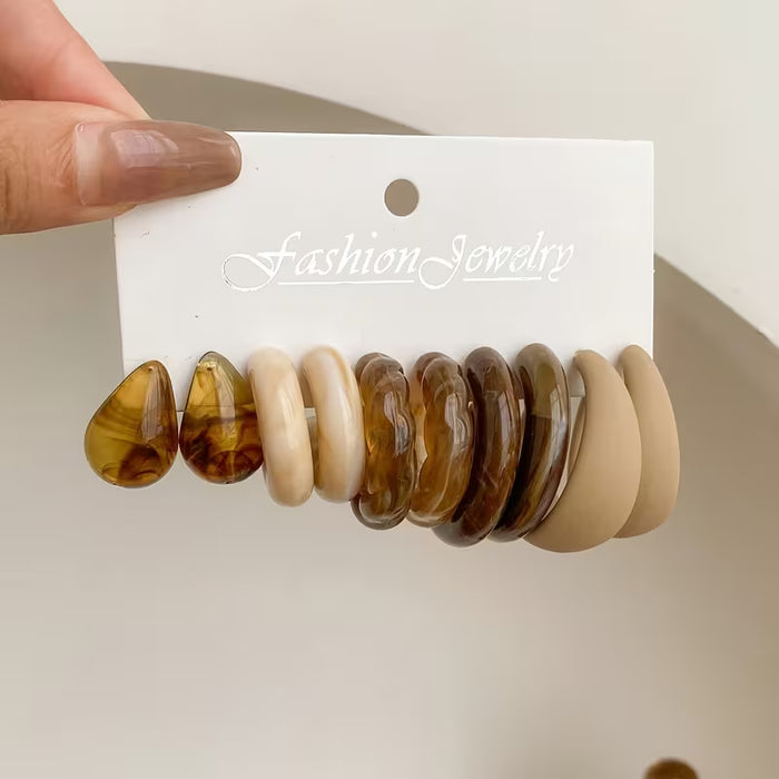 Set de 10 aretes de botón en forma de C, fáciles de colocar, con diseño de coma y gota de agua