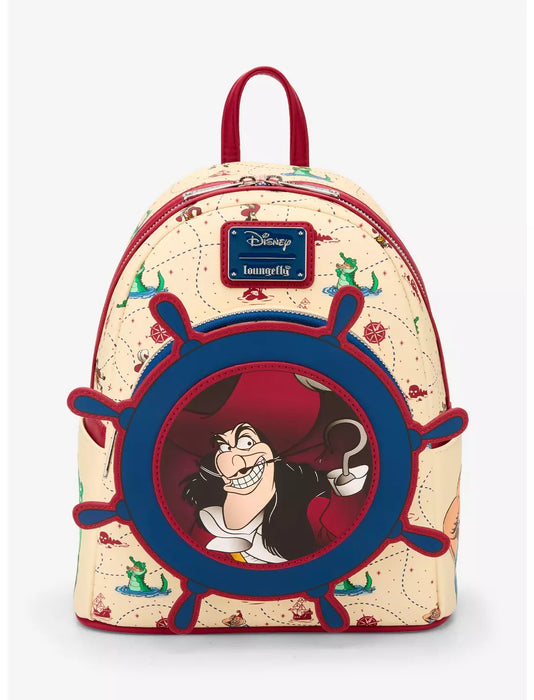 Mini mochila Loungefly Disney Peter Pan Capitán Garfio con timón giratorio