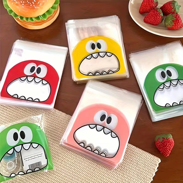 50pcs Bolsas autoadhesivas Coloridas de Snack de Monstruos de Dibujos Animados