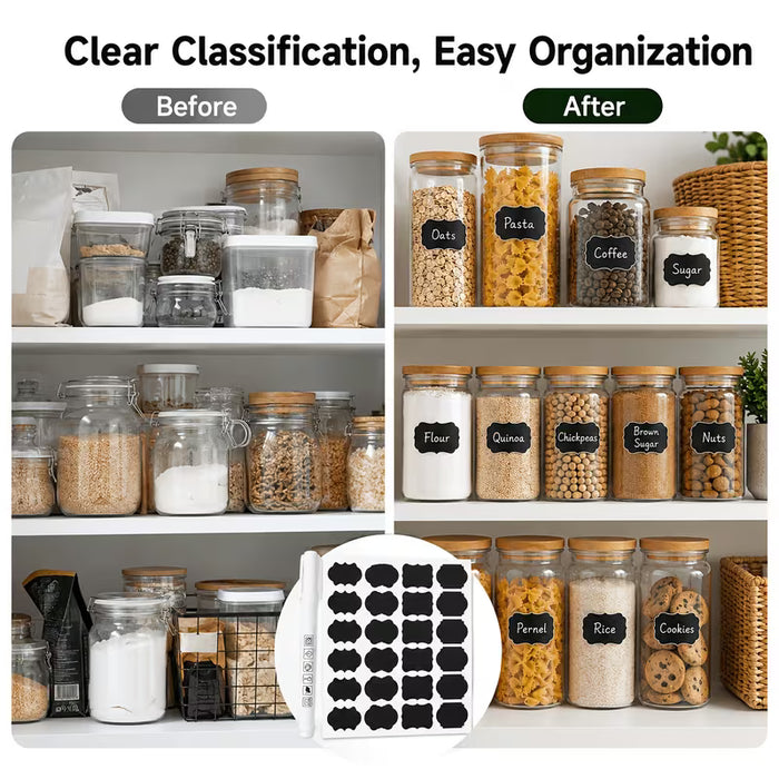 36pcs etiquetas de clasificación manuscritas, aptas para frascos y botellas
