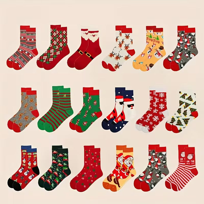 10 Pares de Calcetines Navideños para Mujer