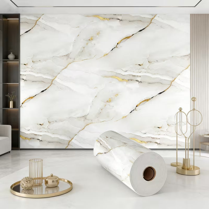 1 Rollo de Papel Tapiz de Azulejos de Pared 3D con Diseño de Mármol Autoadhesivos 1500cm*60cm