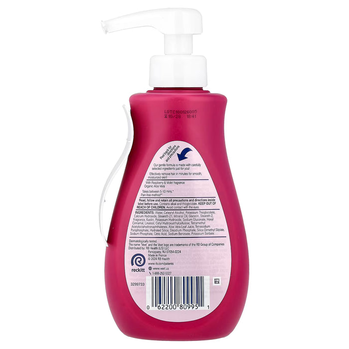 Veet, Gel Crema Depilatoria, Sensible, Frambuesa y Violeta, 400 ml