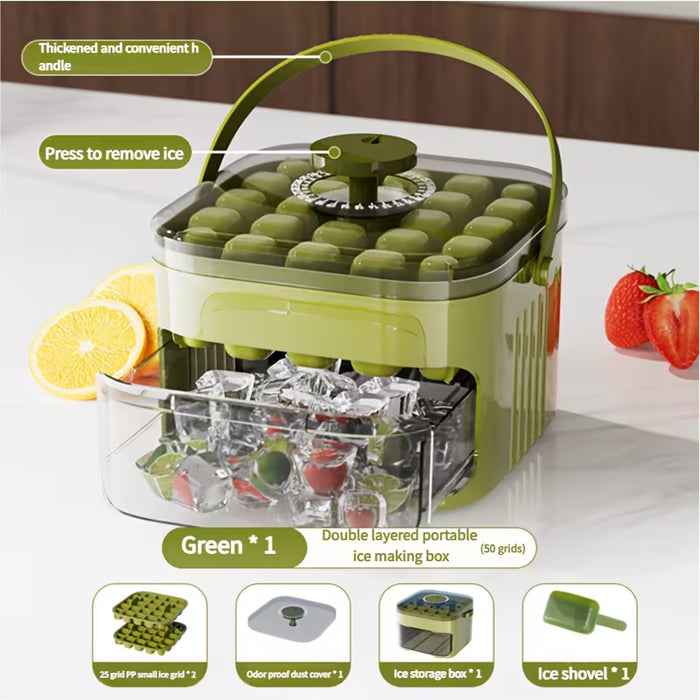 Moldes de Cubitos de Hielo de Presión Múltiple con tapas, para el Hogar