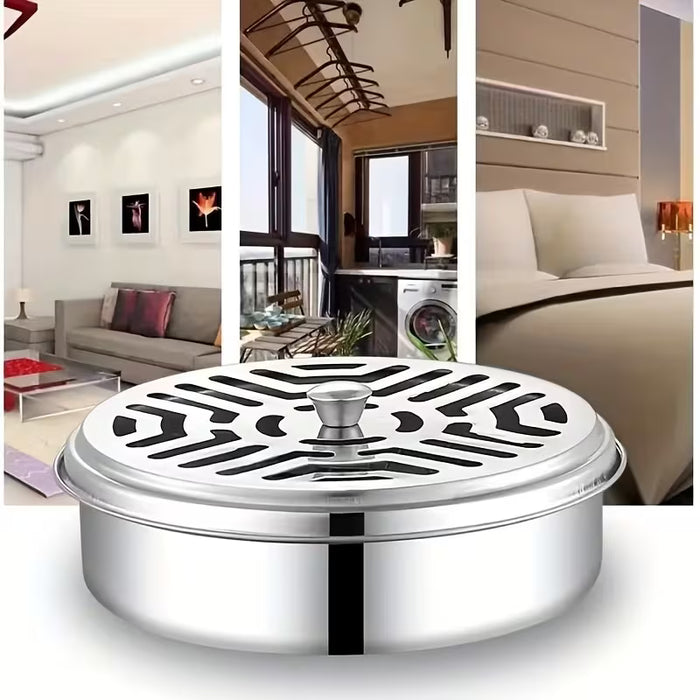 1 Soporte para espiral antimosquitos de acero inoxidable, con cubierta portátil