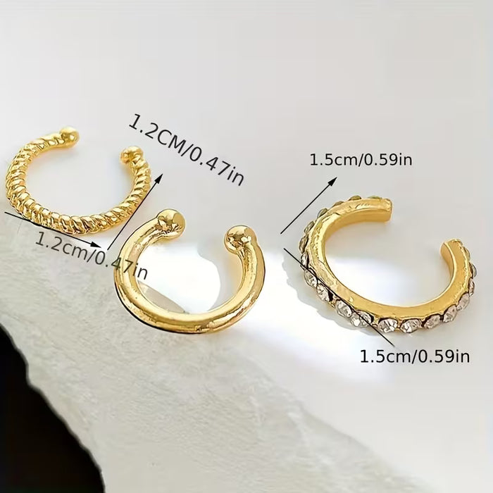Set de 3 clips para orejas para mujer, para orejas sin perforar