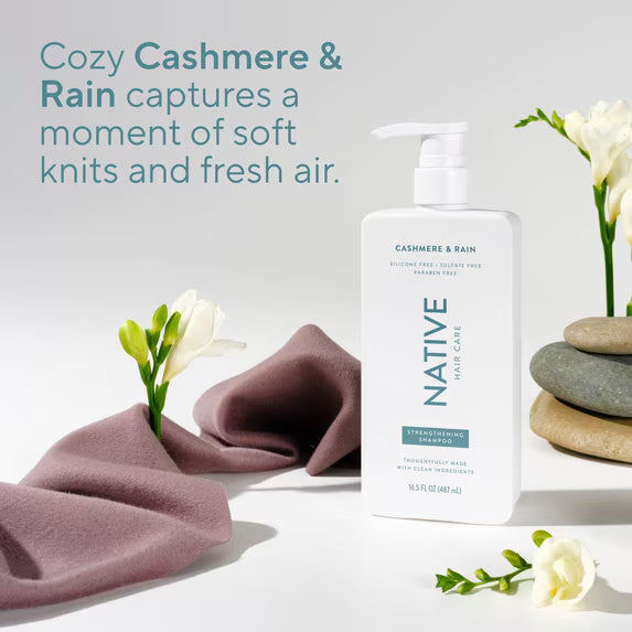 Native Champú fortalecedor Cashmere and Rain, sin sulfatos, para mujeres y hombres, 473 ml (16.5 oz)