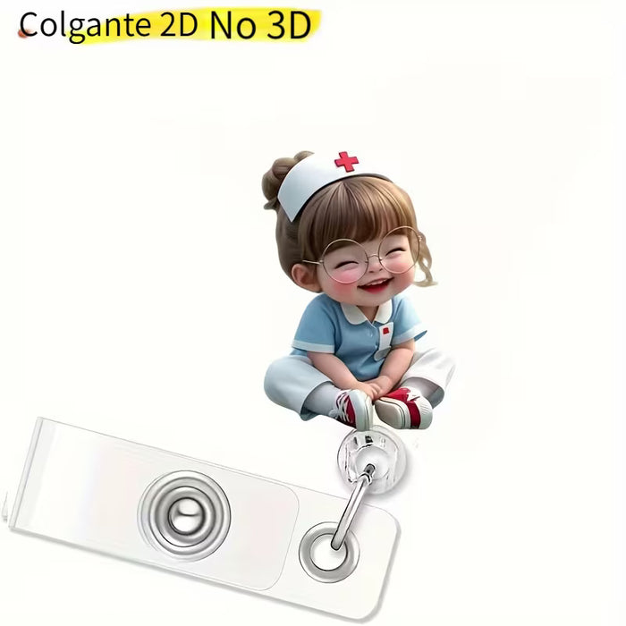 Porta identificación 2D plano acrílico para enfermera