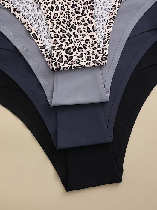 Conjunto de 5pcs de bragas sin costuras estampado de leopardo para mujer