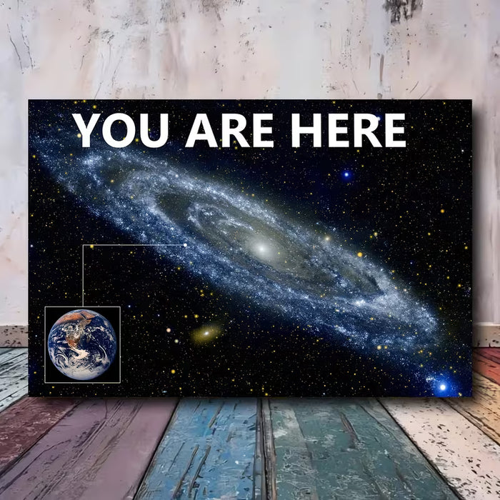 Arte de Pared de Galaxia 2D Plano, Decoración 1pc, Impresión en Lienzo "Tú Estás Aquí"