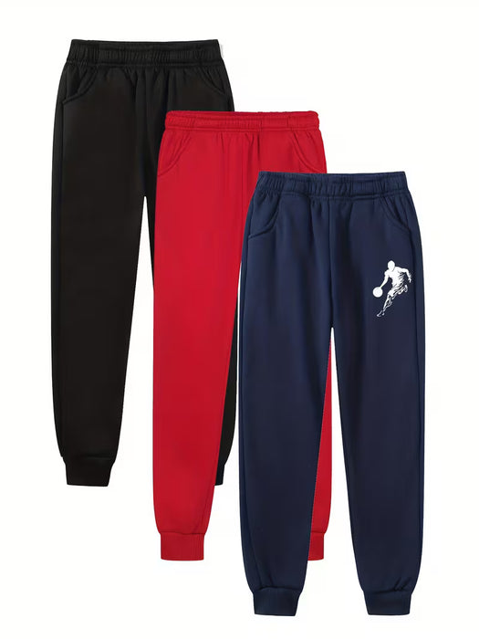 Pack de 3 Pantalones Deportivos Casuales para Niños con Estampado de Baloncesto