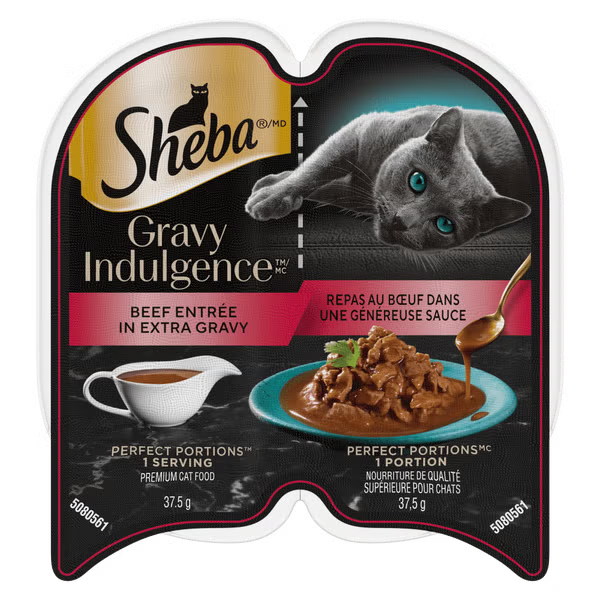 SHEBA® GRAVY INDULGENCE™ PERFECT PORTIONS™ Plato principal de carne en salsa extra