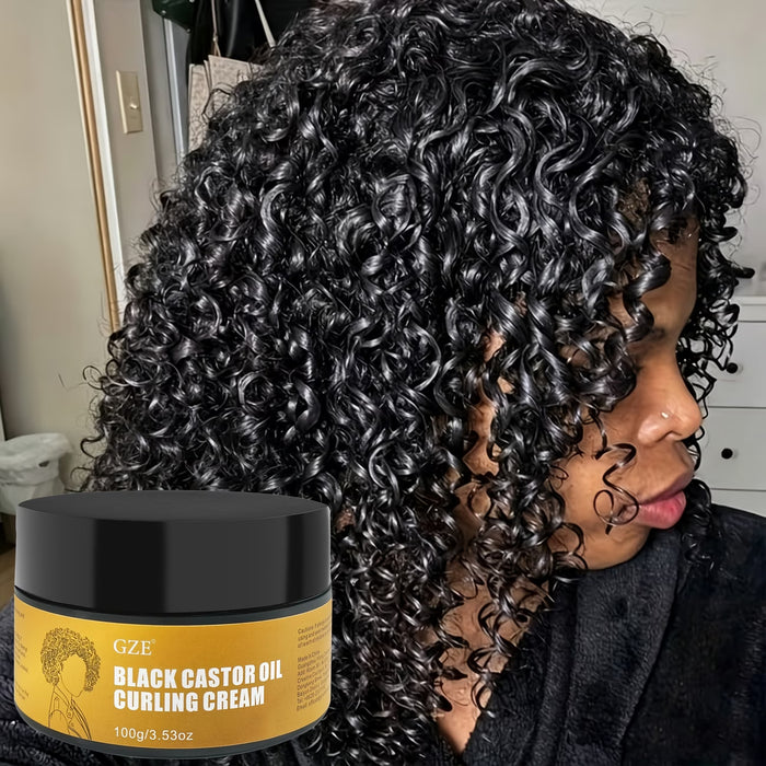 GZE Crema Rizadora de Aceite de Ricino Negro para Cabello Rizado