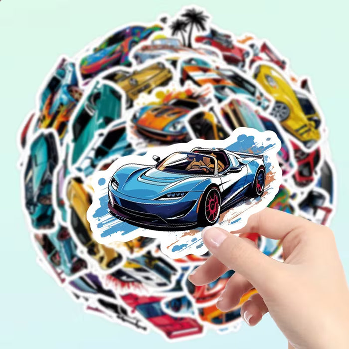 50 stickers temáticos de carreras de zonas de velocidad | Calcomanías aleatorias