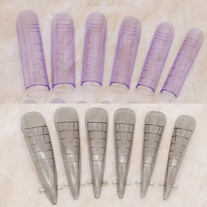 Shein 288 piezas de uñas largas y transparentes en forma de ataúd y ovaladas vibrantes para moldes de extensión