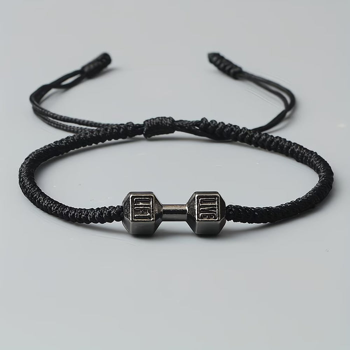 Pulsera de mancuernas de moda para hombre hecha a mano con cuerda trenzada