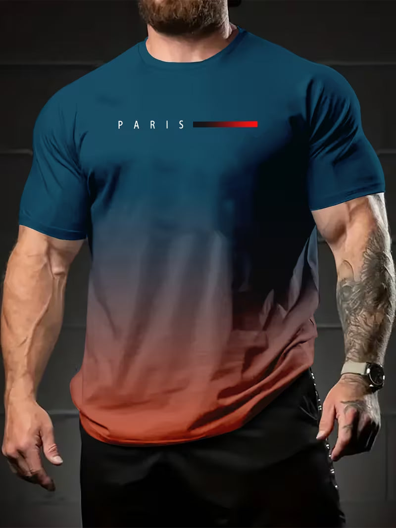 Pr Verano Hombres Cuello Redondo Moda Letra Impresión Casual Camiseta