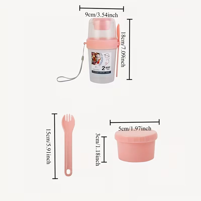 Taza Portátil Antigoteo para Yogurt y Fruta con Compartimentos de Tres Capas