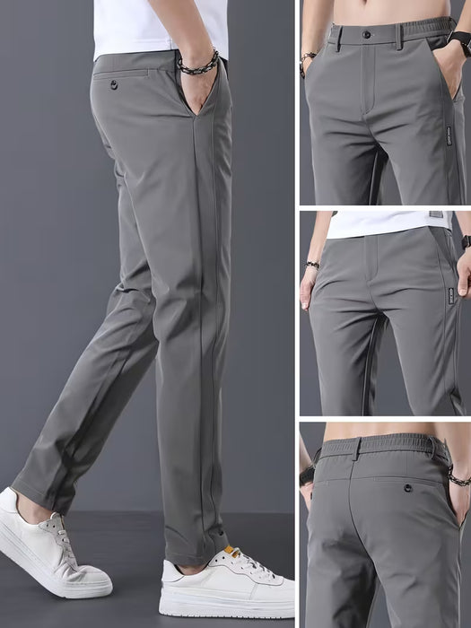 Pantalón de vestir de corte entallado con microelasticidad para hombre
