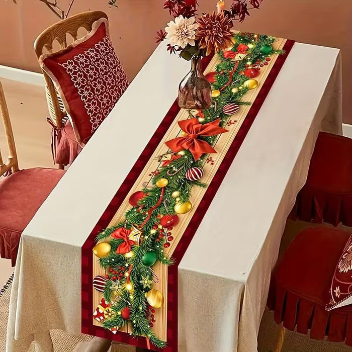 1pcs de caminito de mesa navideño con diseños festivos, decoración de mesas
